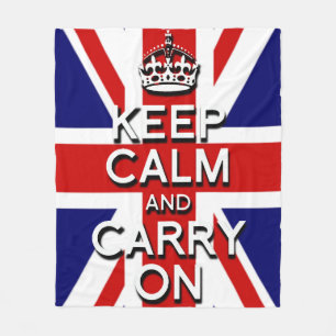 Union Jack Keep Calm und Mach weiter Fleecedecke