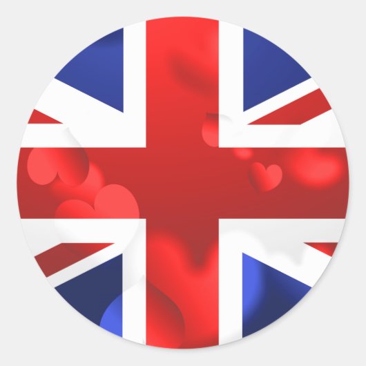 Union Jack Liebe Runder Aufkleber (Vorderseite)