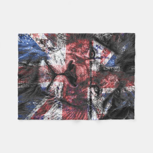 Union Jack Lion Fleecedecke (Vorderseite (Horizontal))