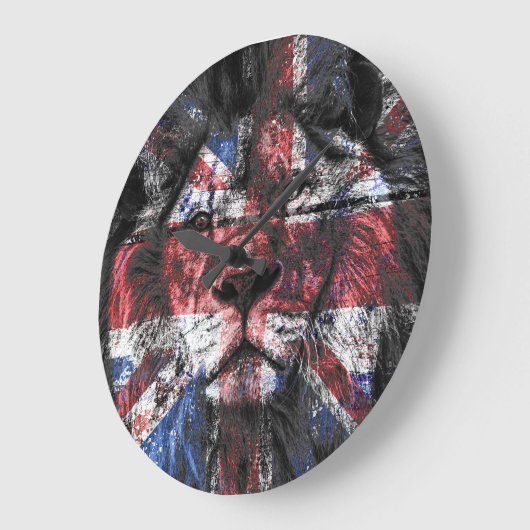 Union Jack Lion Große Wanduhr (Winkel)