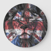 Union Jack Lion Große Wanduhr (Vorderseite)
