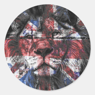 Union Jack Lion Runder Aufkleber