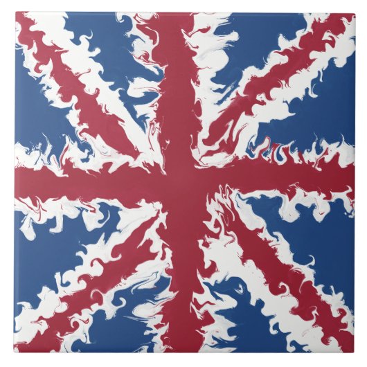 Union Jack Liquid Art Fliese (Vorderseite)
