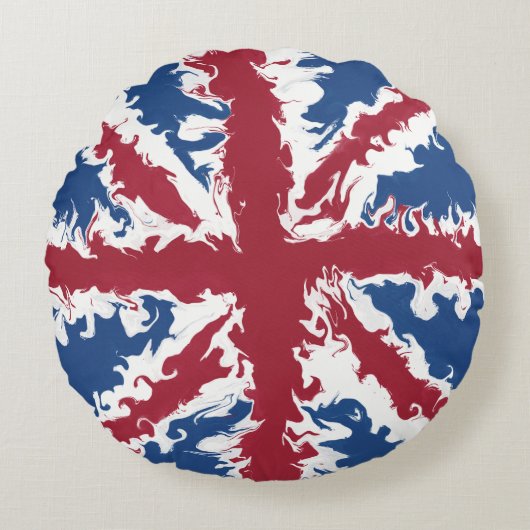 Union Jack Liquid Art Rundes Kissen (Vorderseite)