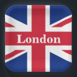 Union Jack London ~ Britische Flagge Pappteller<br><div class="desc">Flagge des Vereinigten Königreichs Großbritannien und Nordirland mit Londoner Text. Verlassen,  Text anpassen oder Leerstelle machen.</div>