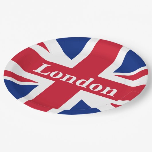Union Jack London ~ British Flag Paper Plate Pappteller (Schrägansicht)