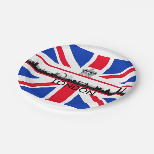 Union Jack London Skyline Theme Party Paper Teller (Schrägansicht)