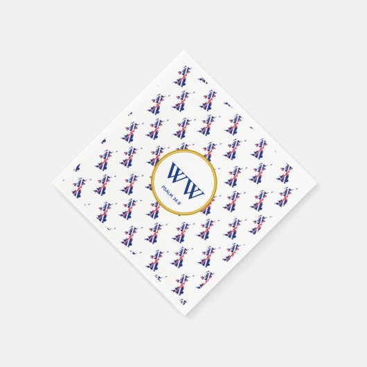 UNION JACK Map Monogram Scripting Paper Serviette (Ecke)
