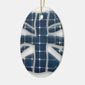 Union Jack mit Fotovoltaik-Solarzellen. Keramik Ornament (Links)