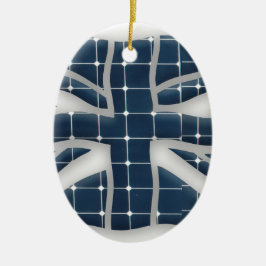 Union Jack mit Fotovoltaik-Solarzellen. Keramik Ornament
