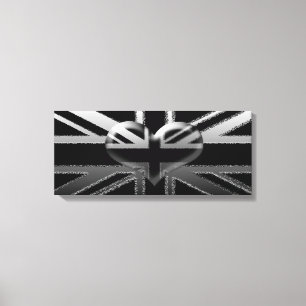 Union Jack Modern Black and Silver Canvas Print Leinwanddruck