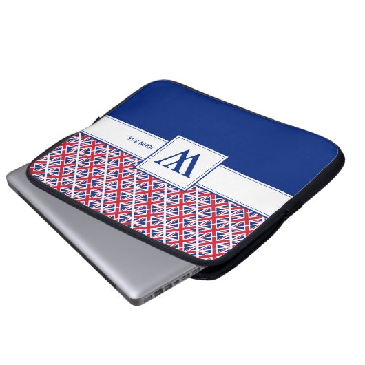 UNION JACK Monogram Custom Christlich UK Laptopschutzhülle (Vorne Knopf)