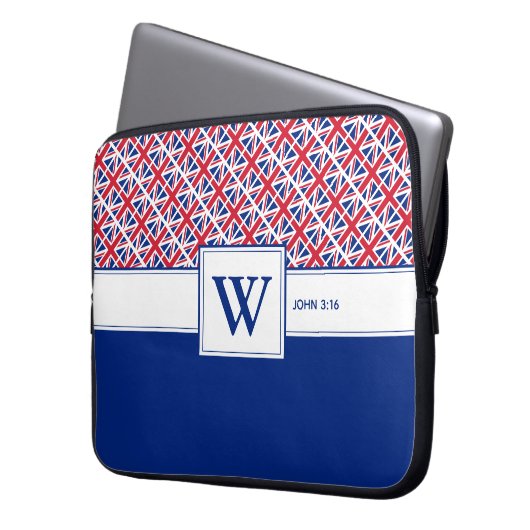 UNION JACK Monogram Custom Christlich UK Laptopschutzhülle (Vorderseite Links)