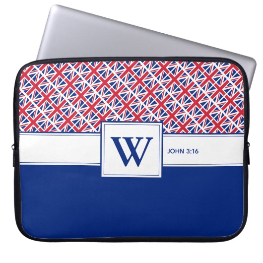UNION JACK Monogram Custom Christlich UK Laptopschutzhülle (Vorderseite)