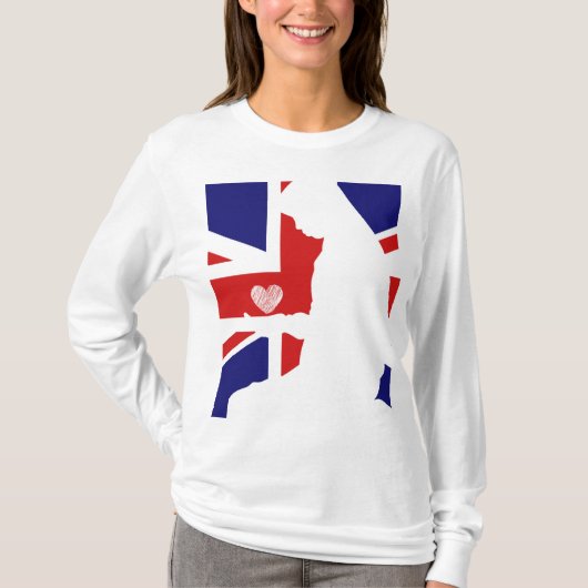 Union Jack muslimische Frauen beten mit einem Herz T-Shirt (Vorderseite)