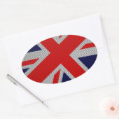 Union Jack on Carbon Fiber Style Print Ovaler Aufkleber (Umschlag)