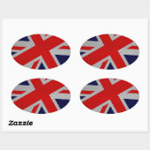 Union Jack on Carbon Fiber Style Print Ovaler Aufkleber (Blatt)