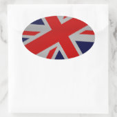 Union Jack on Carbon Fiber Style Print Ovaler Aufkleber (Tasche)