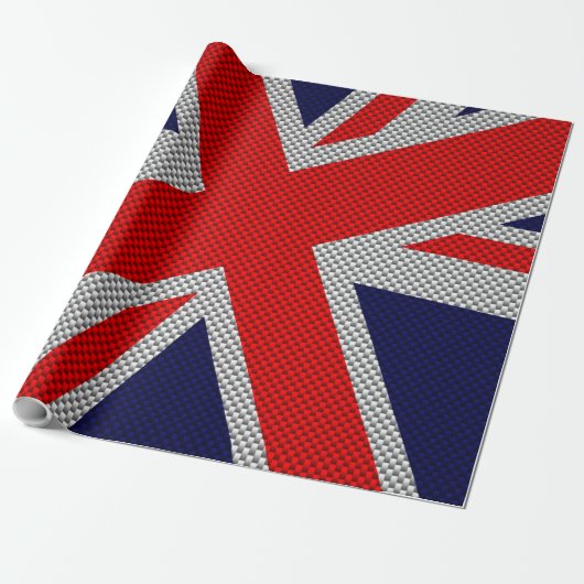 Union Jack on Carbon Fibre Style Print Geschenkpapier (Ungerollt)