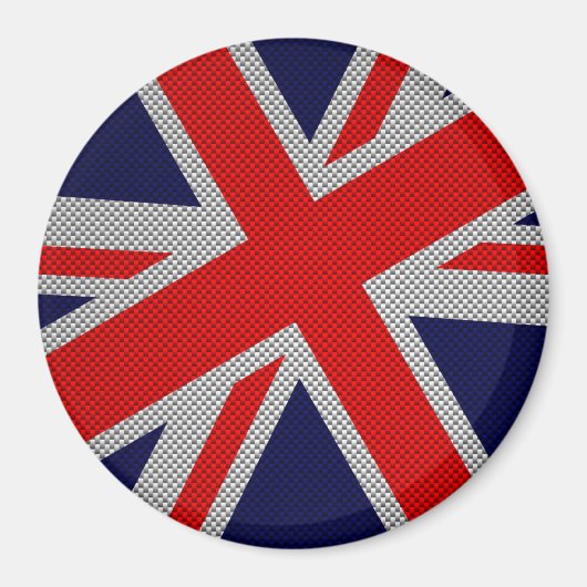 Union Jack on Carbon Fibre Style Print Magnet (Vorne)