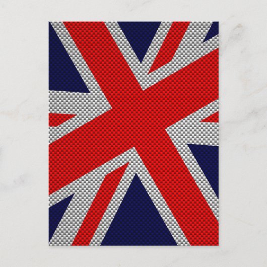 Union Jack on Carbon Fibre Style Print Postkarte (Vorderseite)