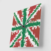 Union Jack Painted UK Art Red and Green Wall Art Quadratische Wanduhr (Winkel)
