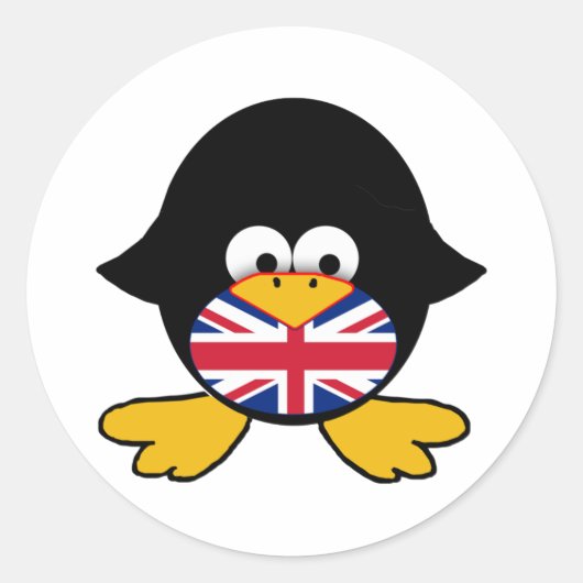 Union Jack Penguin Runder Aufkleber (Vorderseite)