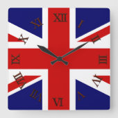 Union Jack Quadratische Wanduhr (Vorderseite)