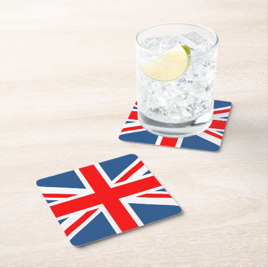 Union Jack Rechteckiger Pappuntersetzer (Vor Ort)
