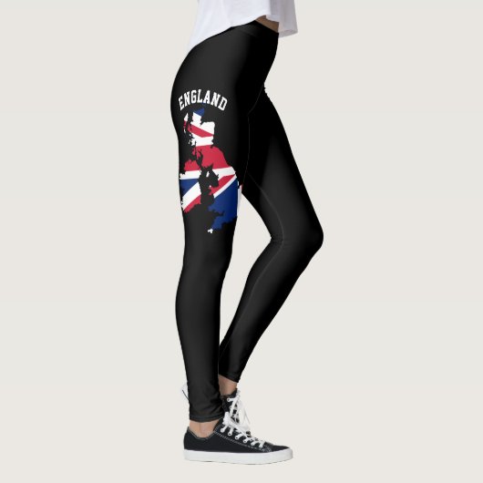 Union Jack, Red Blue & White England Flagge Leggings (Rechts)