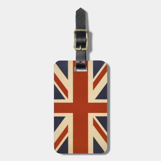 Union Jack Retro Gepäckanhänger (Vorderseite vertikal)