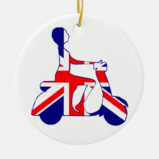 Union Jack Rollerfahrerin Keramik Ornament (Vorne)