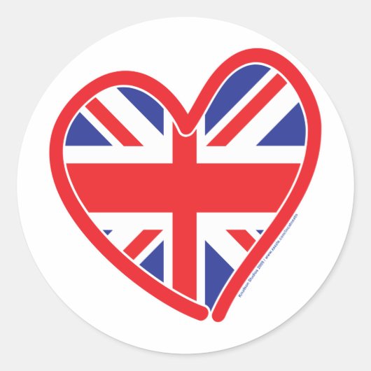 Union Jack Royal Heart Runder Aufkleber (Vorderseite)