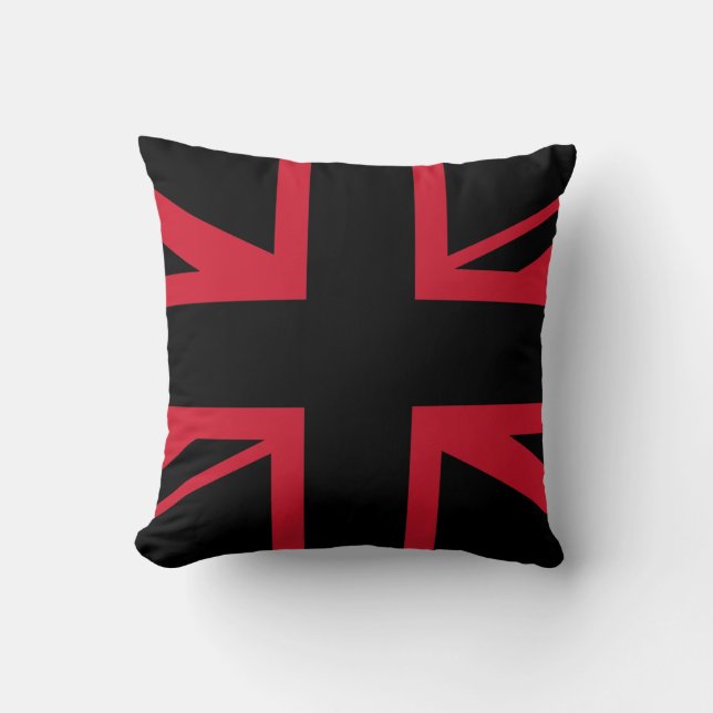 Union Jack ~ Schwarz und Rot Kissen (Vorderseite)