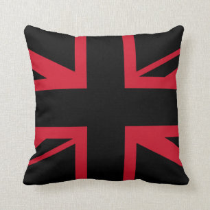 Union Jack ~ Schwarz und Rot Kissen