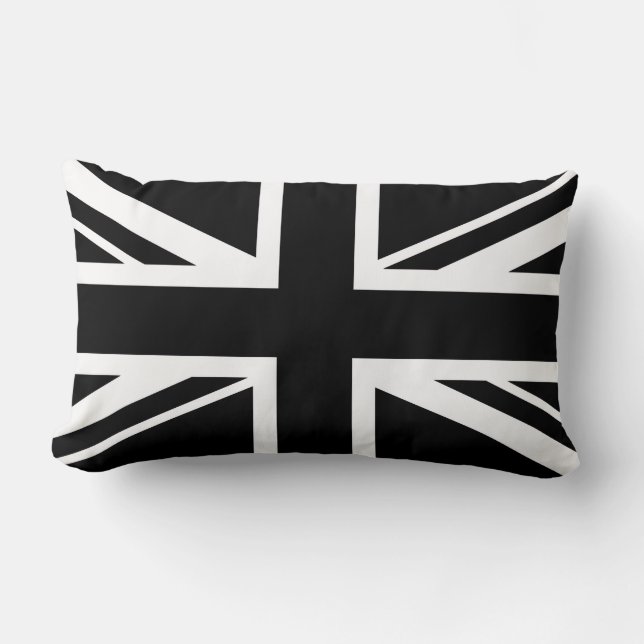 Union Jack ~ Schwarz und Weiß Lendenkissen (Vorderseite)