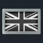 Union Jack ~ Schwarz und Weiß Rechteckige Gürtelschnalle<br><div class="desc">Ein Schwarz-Weiß-Union-Jack</div>