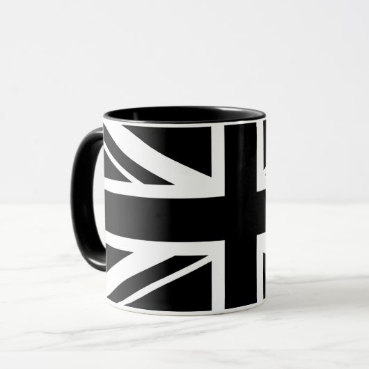 Union Jack ~ Schwarz und Weiß Tasse (Vorderseite Links)