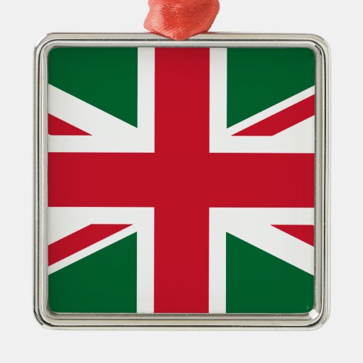 Union Jack Silbernes Ornament (Vorne)