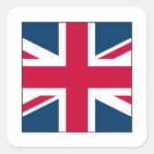 Union Jack Square Sticker mit transparenter Grenze (Vorderseite)