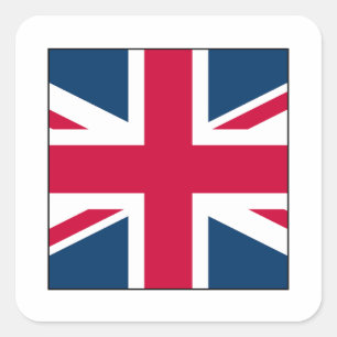 Union Jack Square Sticker mit transparenter Grenze