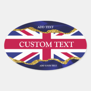 Union Jack Stickers Personalisiert Navy und Gold A