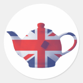 Union Jack Teapot Runder Aufkleber
