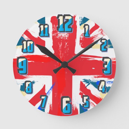Union Jack-Uhr Runde Wanduhr (Vorderseite)