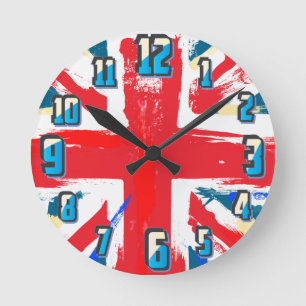 Union Jack-Uhr Runde Wanduhr
