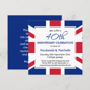 UNION JACK UK FLAG Custom BLUE Celebration Einladung