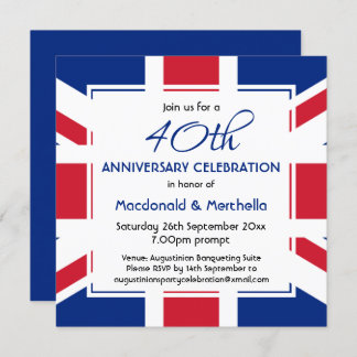 UNION JACK UK FLAG Custom BLUE Celebration Einladung