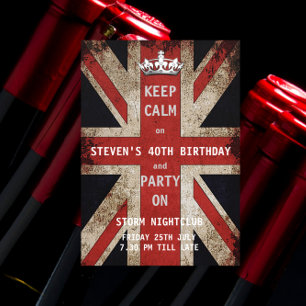 Union Jack UK Flag Male's Birthday Party Einladung