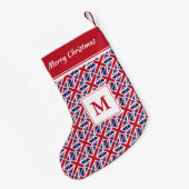 UNION JACK UK Flag Monogram Custom Text Kleiner Weihnachtsstrumpf (Rückseite (Hängend))