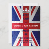 Union Jack UK Flag Unisex Birthday Party Einladung (Vorderseite)